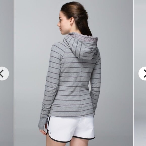 Lululemon Movemeny Ja ket Gray Striped Womens Hoodie - Picture 1 of 11